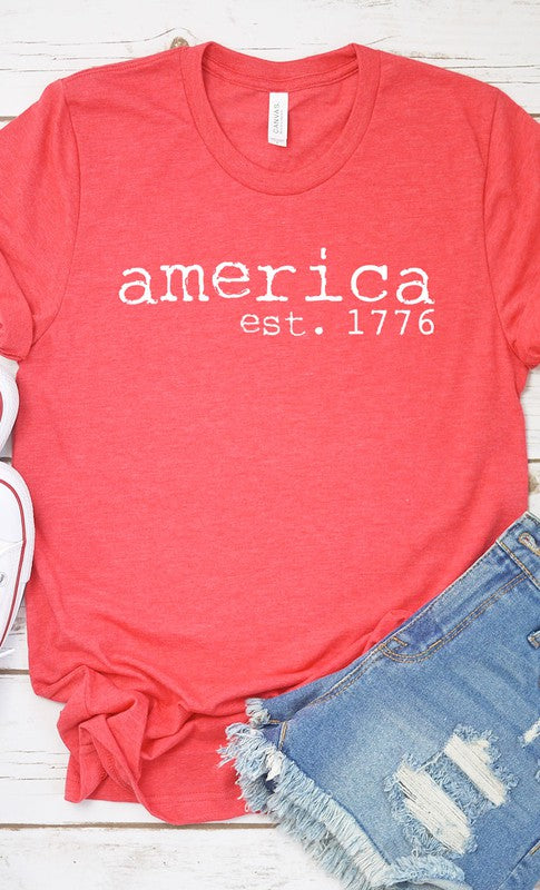 Camiseta gráfica patriótica de talla grande de Estados Unidos fundada en 1766