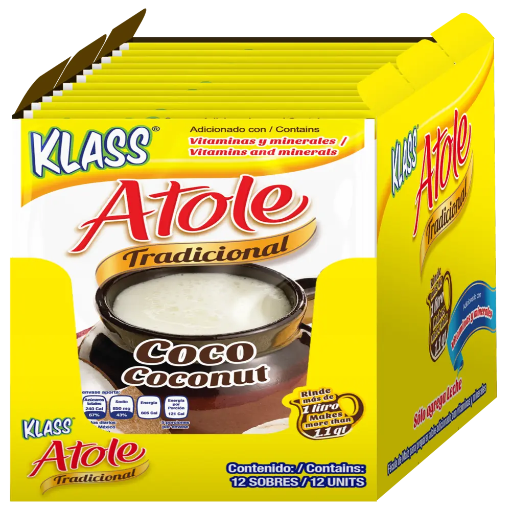 Atole Coco Klass (4x12ct) Caja de 48 unidades de 1.52 oz