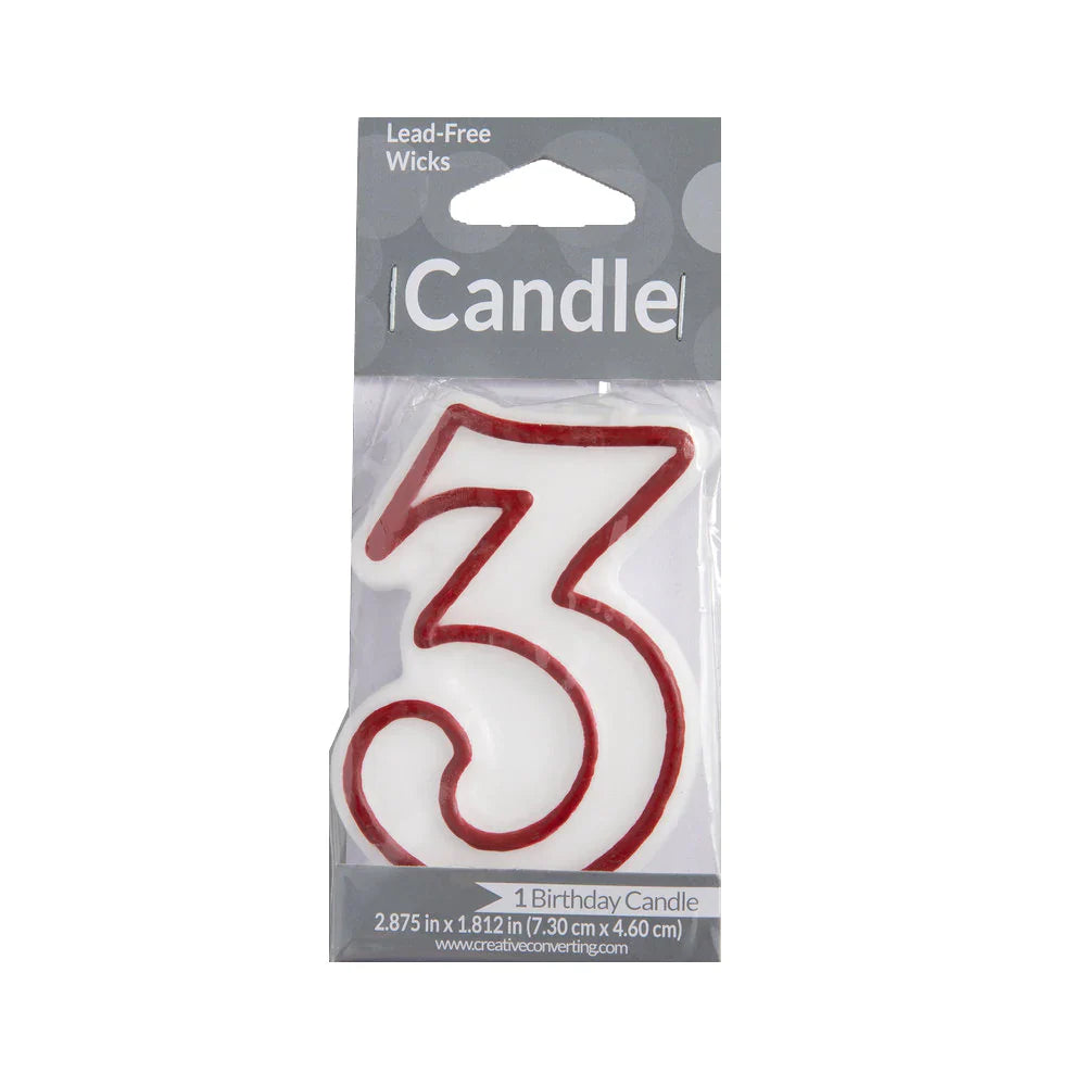 Velas de cumpleaños con números 3, 1 paquete, caja de 6 unidades