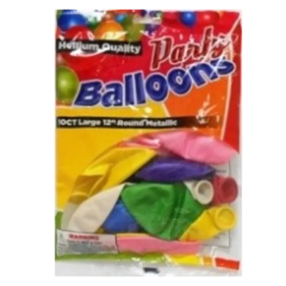Balloon Metallic Assorted Colors 10 ct box of 24 units