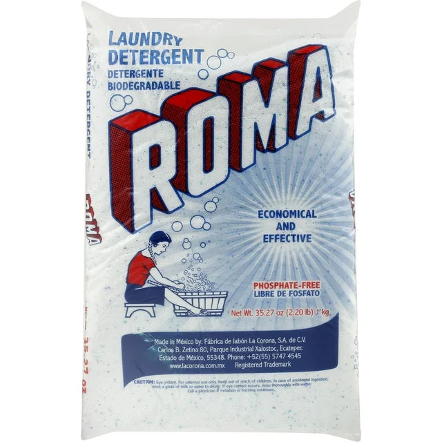 Detergente en polvo para ropa Roma 1 kg caja de 18 unidades