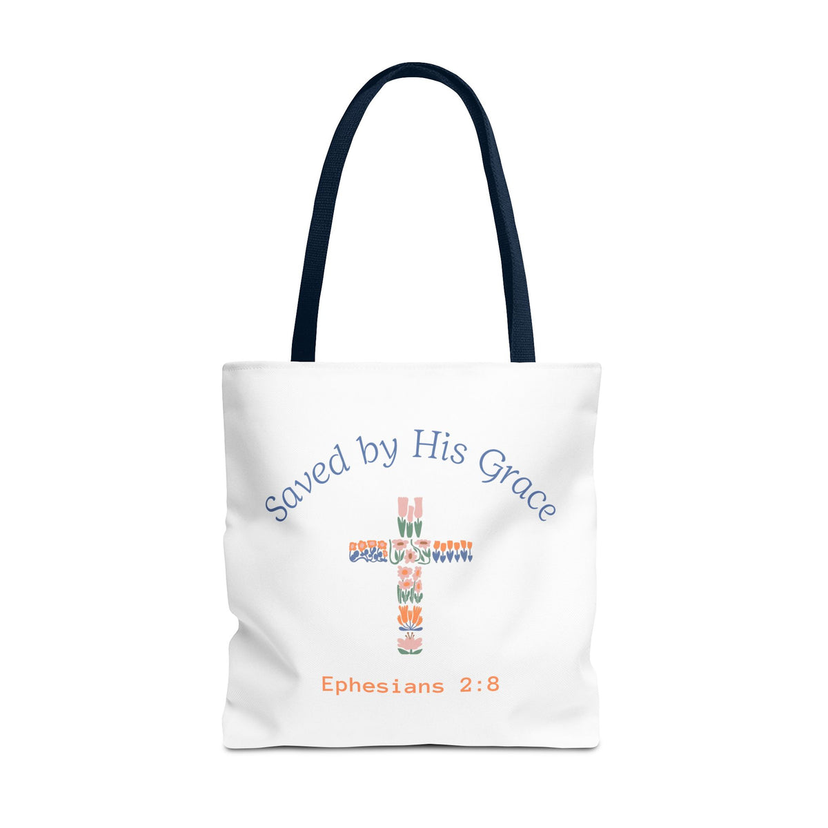 Bolsa tote cristiana — "Salva por Su gracia"