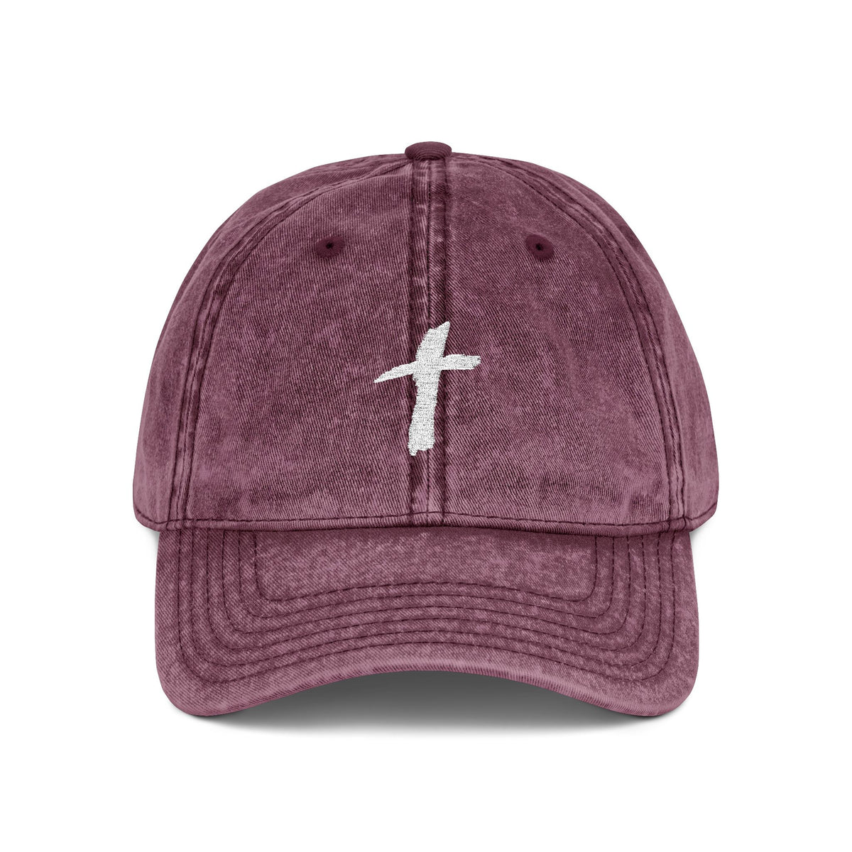 Embroidered Cross Vintage Cap