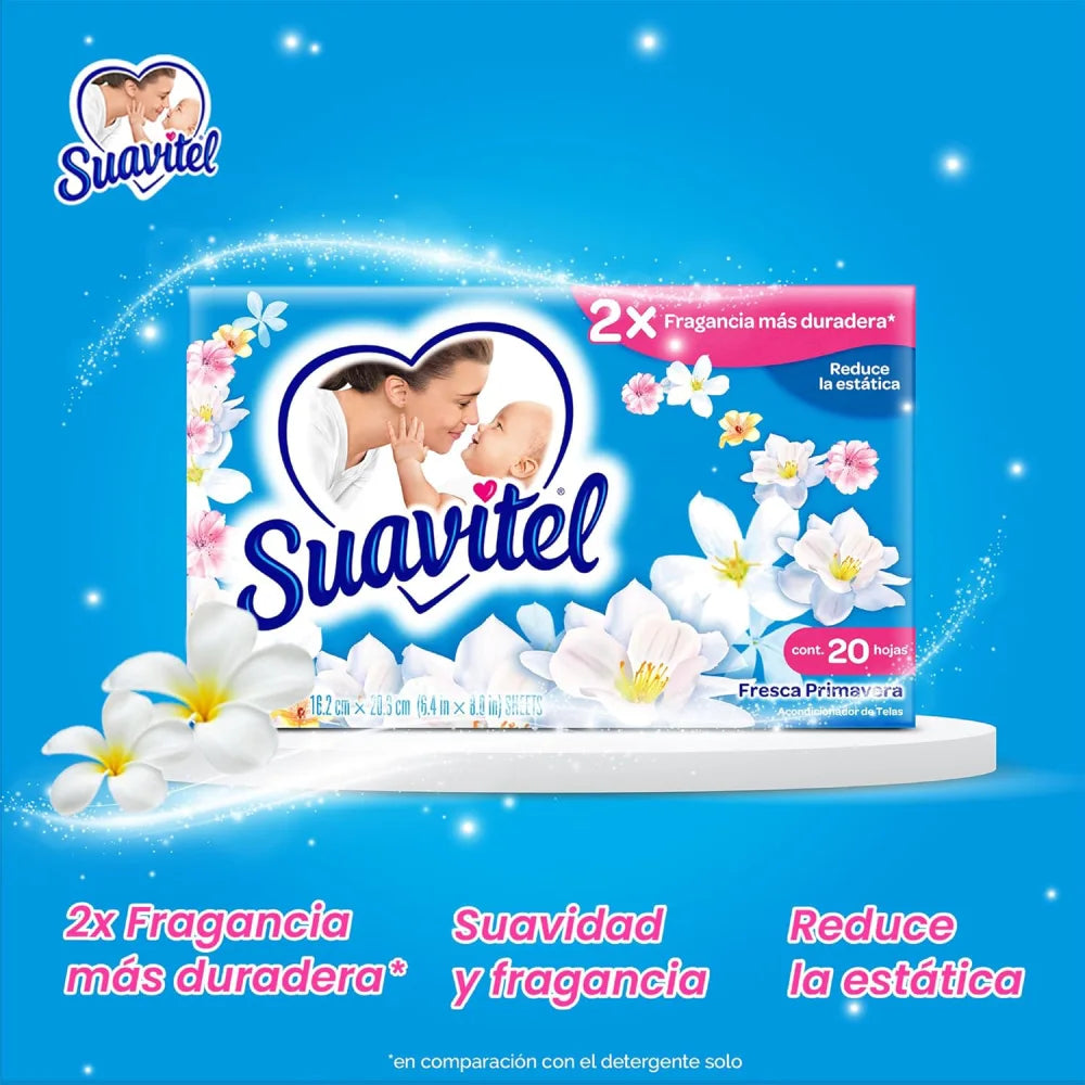 Toallitas para secadora Suavitel Flores de campo Caja de 15 unidades (20 unidades)