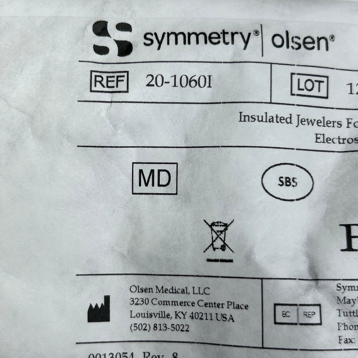 SYMMETRY OLSEN Pinza Bayoneta Aislada Punta Lisa 4.5" Azul 20-1060I