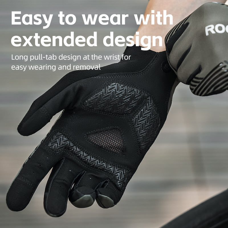 Guantes de MTB ROCKBROS: guantes de ciclismo antideslizantes con pantalla táctil y dedos completos 