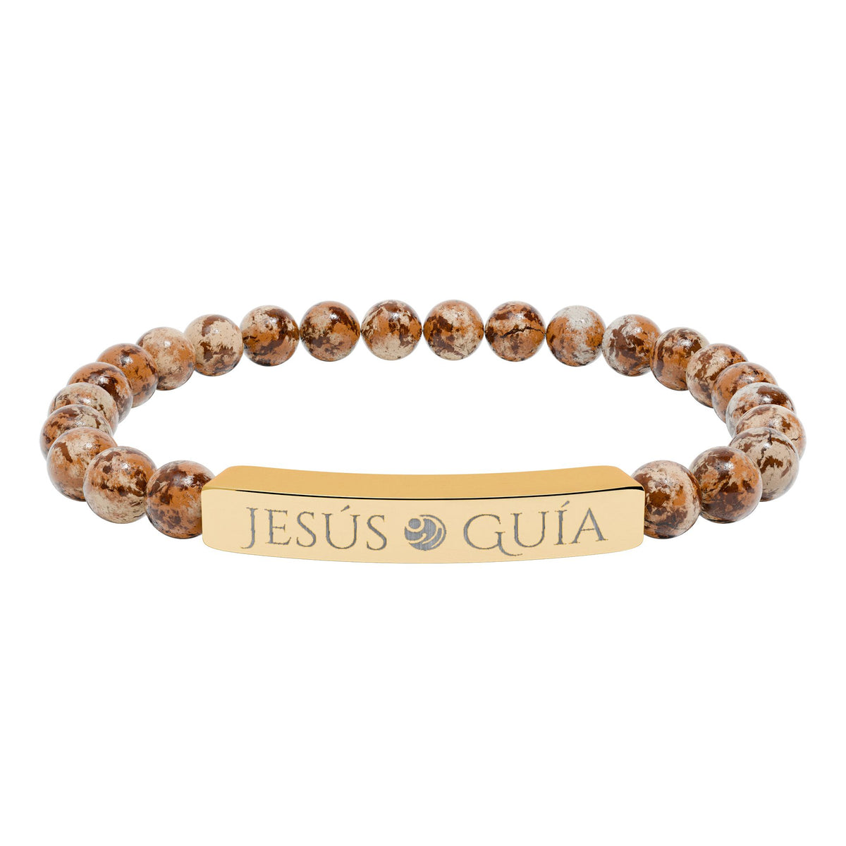 Pulsera de barra de piedra natural grabada - "Jesús guía"