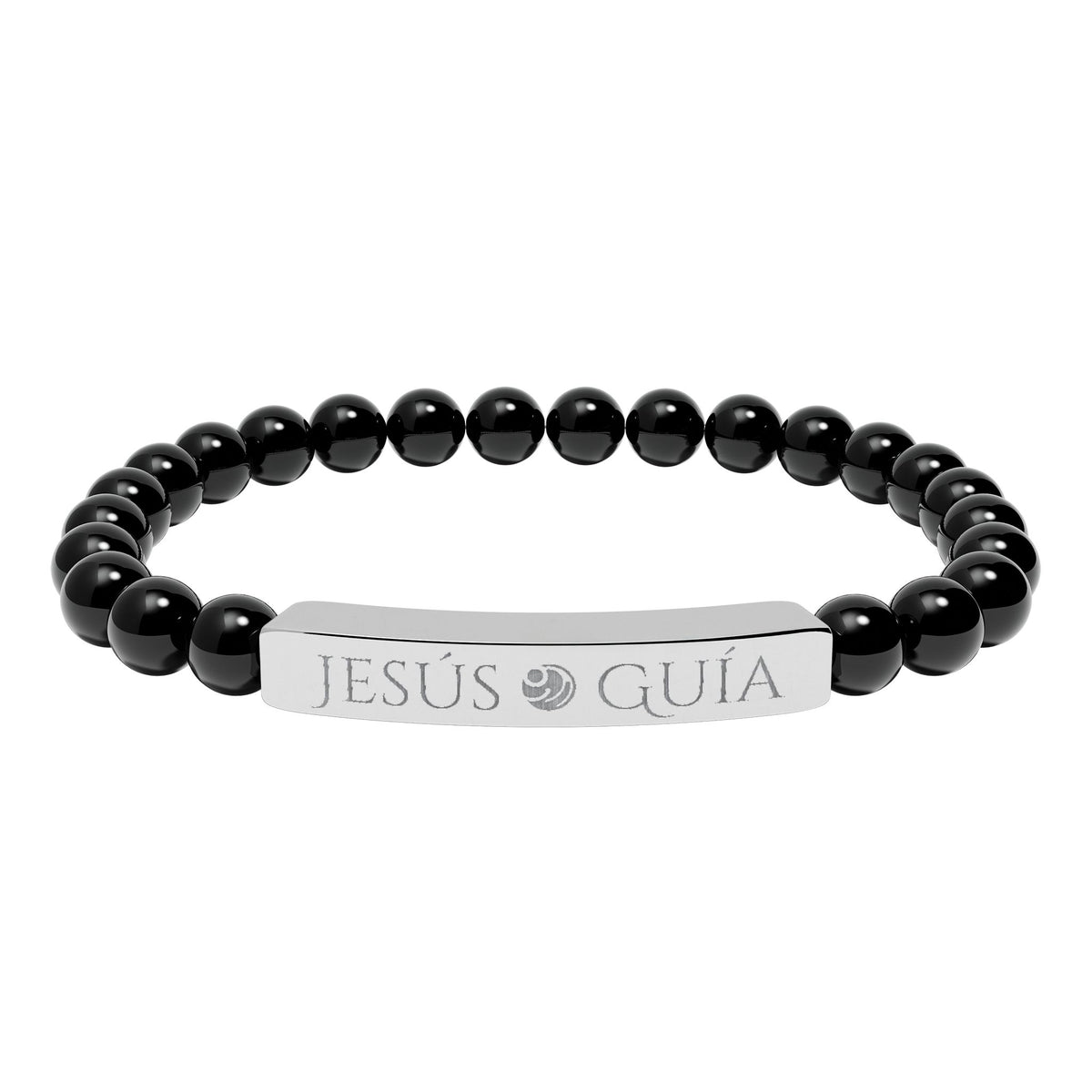 Pulsera de barra de piedra natural grabada - "Jesús guía"