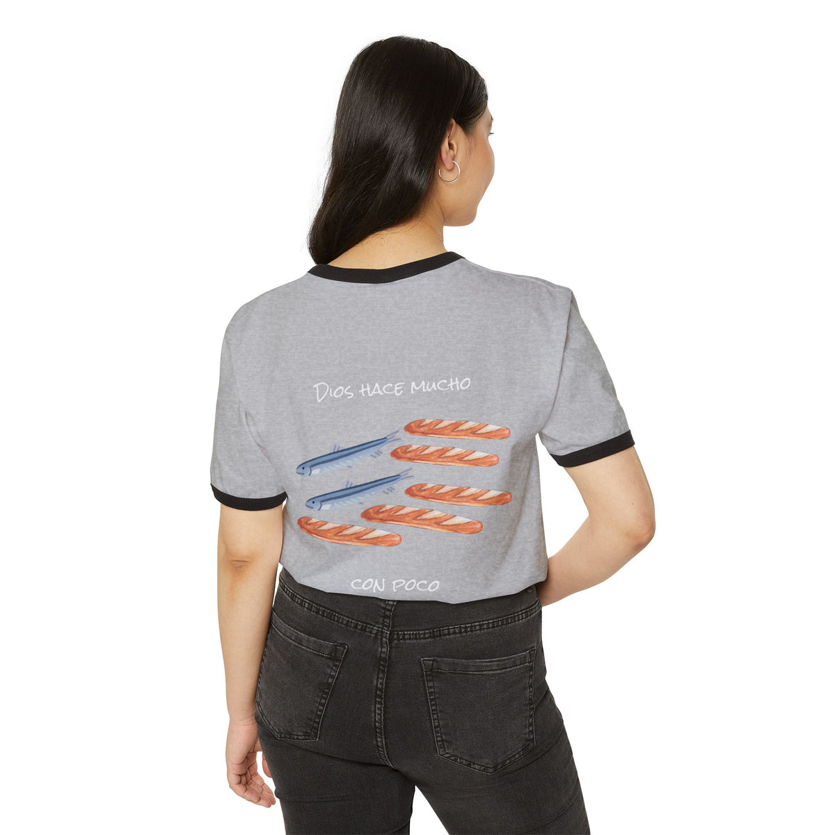 Ringer T-Shirt — 'Dios Hace Mucho Con Poco'