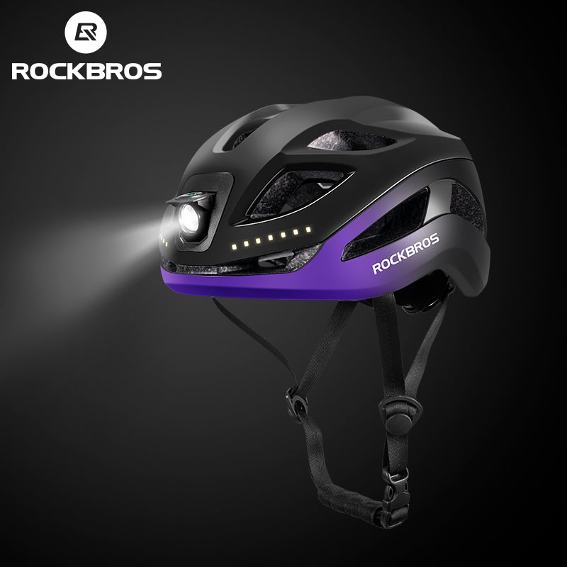 Casco de seguridad ROCKBROS con luces integradas y ajuste ajustable 