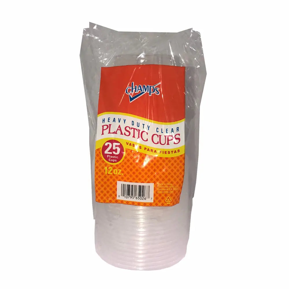 Champs Soft Plastic Clear Cup 25ct 12 oz box of 40 units