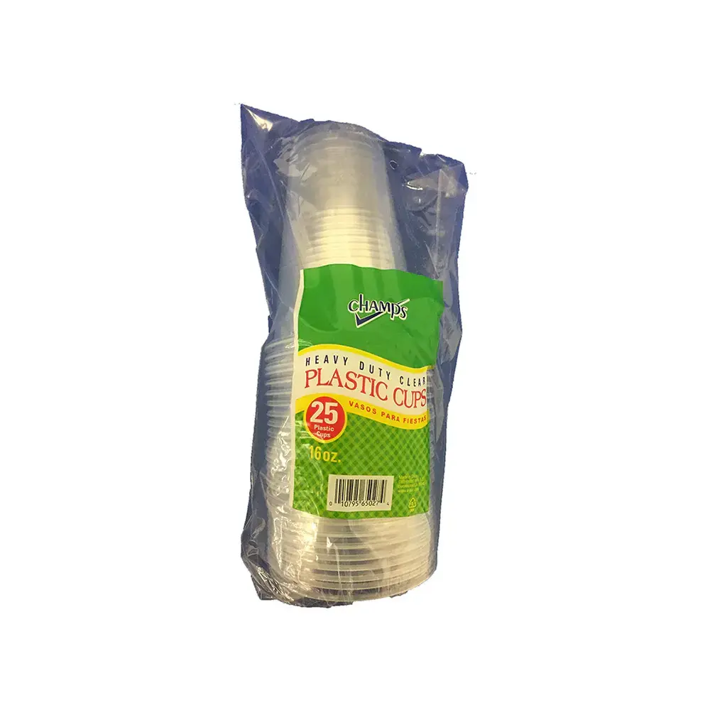 Champs Soft Plastic Clear Cup 25ct 16 oz box of 40 units