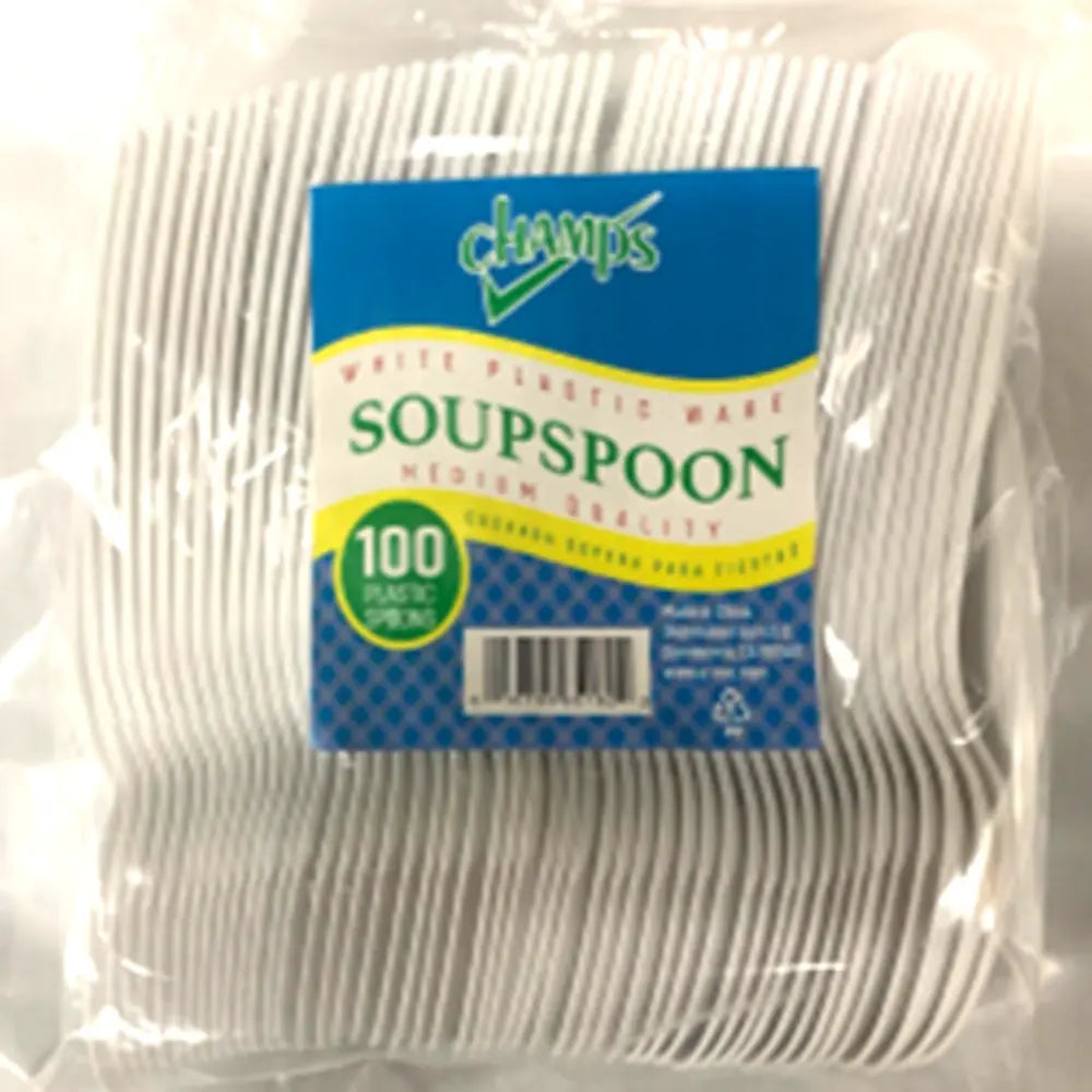 Champs White Soup Spoon 100 ct med box of 10 units