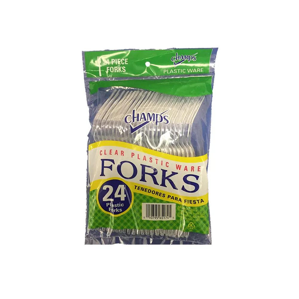 Champs Plastic Clear Fork Heavy Duty 24 ct box of 40 units