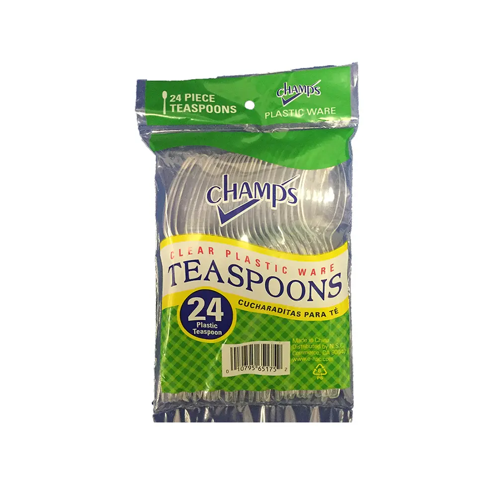 Champs Plastic Teaspoon Clear Heavy Duty 24 ct box of 40 units
