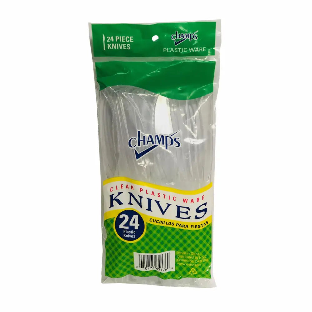Champs Plastic Knife Clear Heavy Duty 24 ct box of 40 units