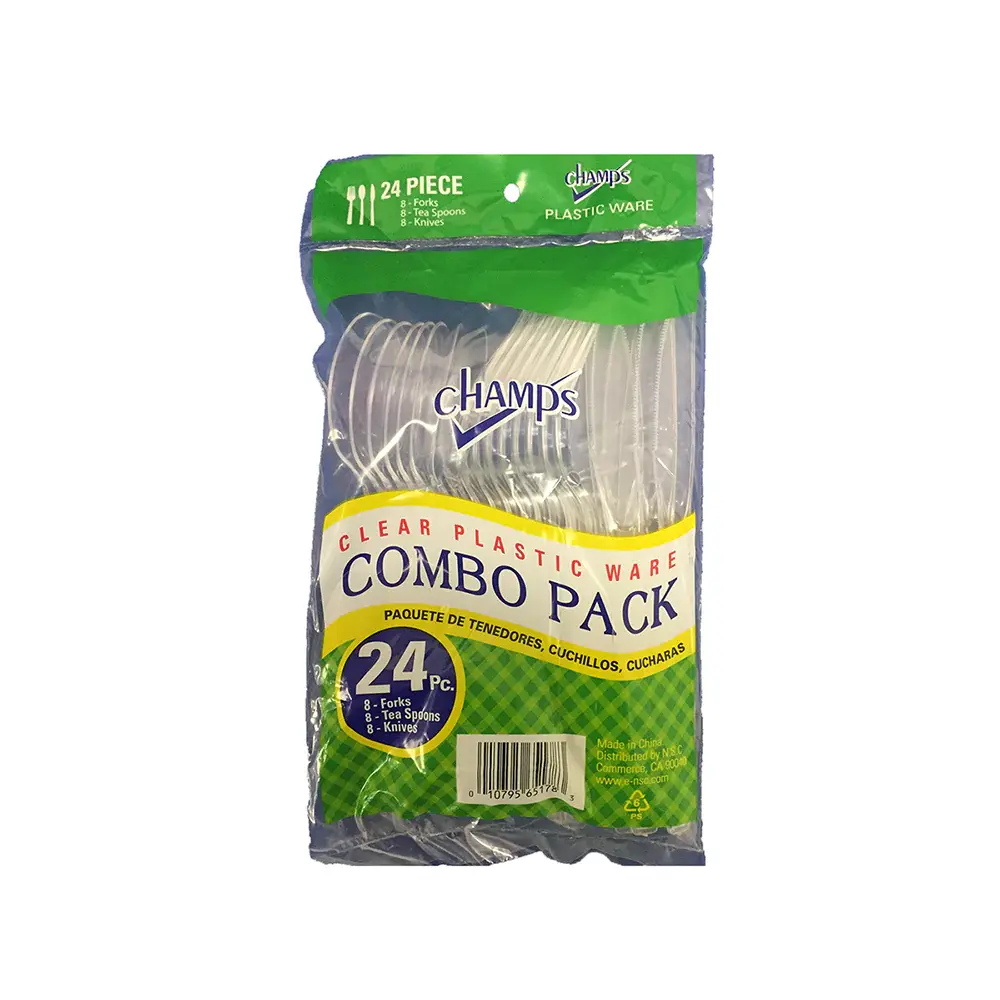 Champs Plastic Clear Combo (Fork-Knife-Spoon) 24 ct box of 40 units