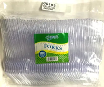 Champs Plastic Clear Fork Heavy Duty 100 ct lrg box of 10 units