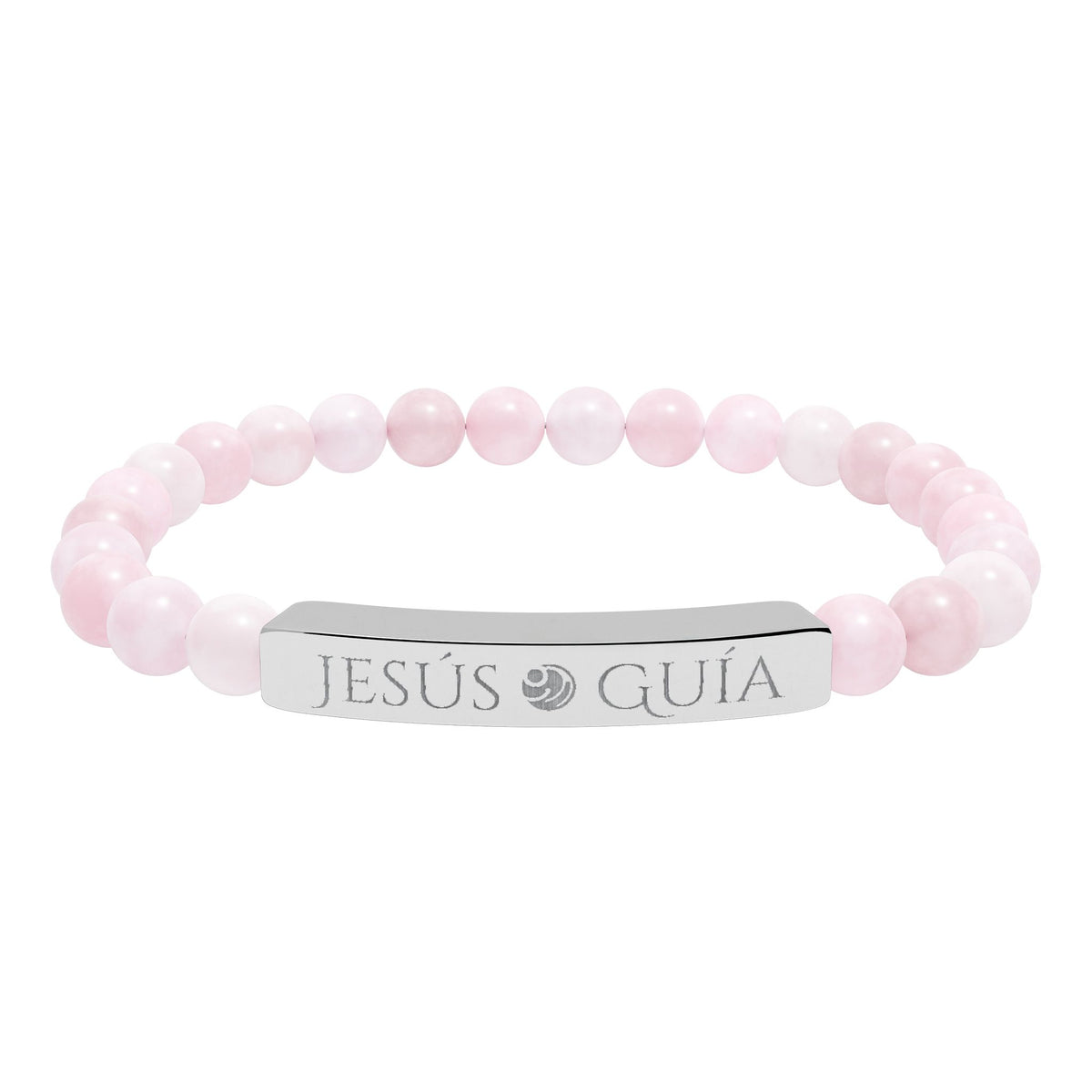 Pulsera de barra de piedra natural grabada - "Jesús guía"