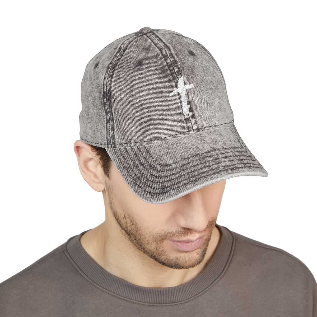 Embroidered Cross Vintage Cap