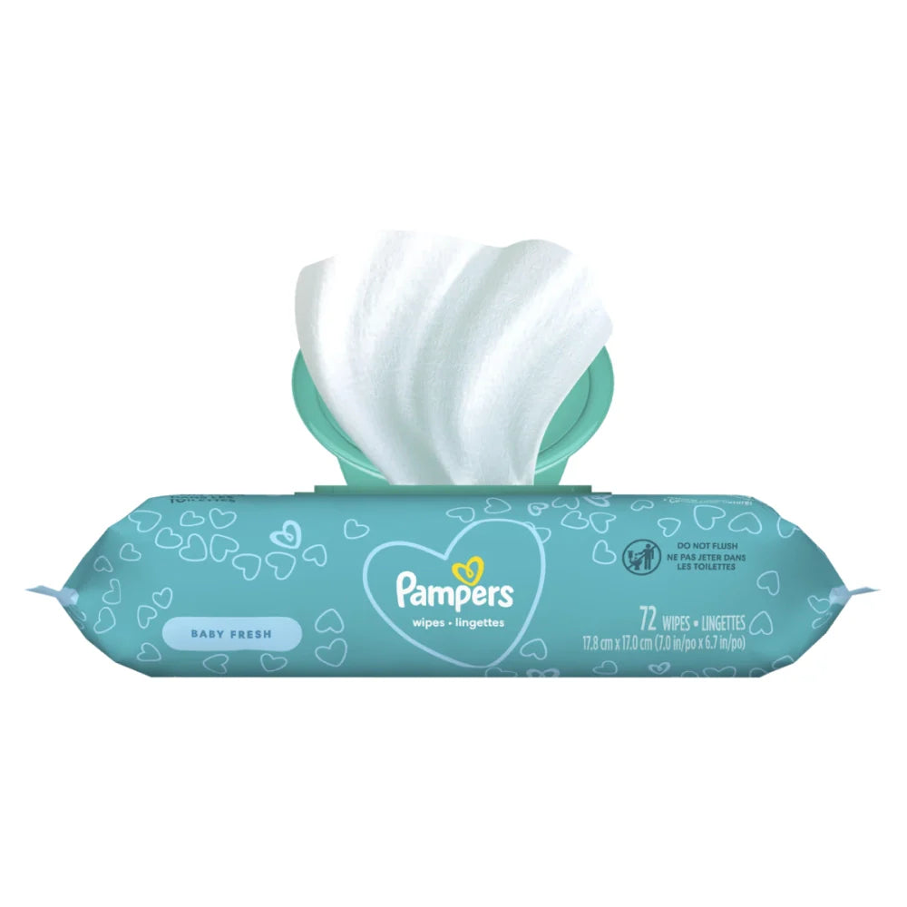 Pampers Baby Wipes Pop-Top Complete Clean 72 ct box of 8 units
