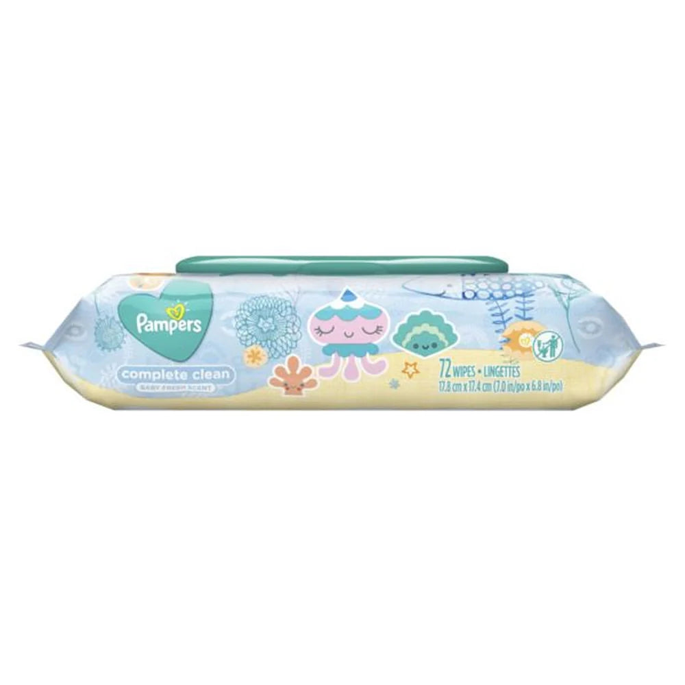 Pampers Baby Wipes Pop-Top Complete Clean 72 ct box of 8 units