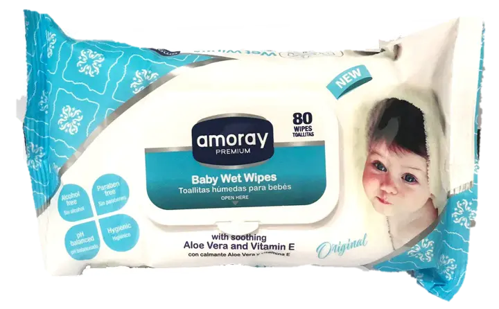 Toallitas húmedas Amoray Baby Original 80 ct caja de 24 unidades