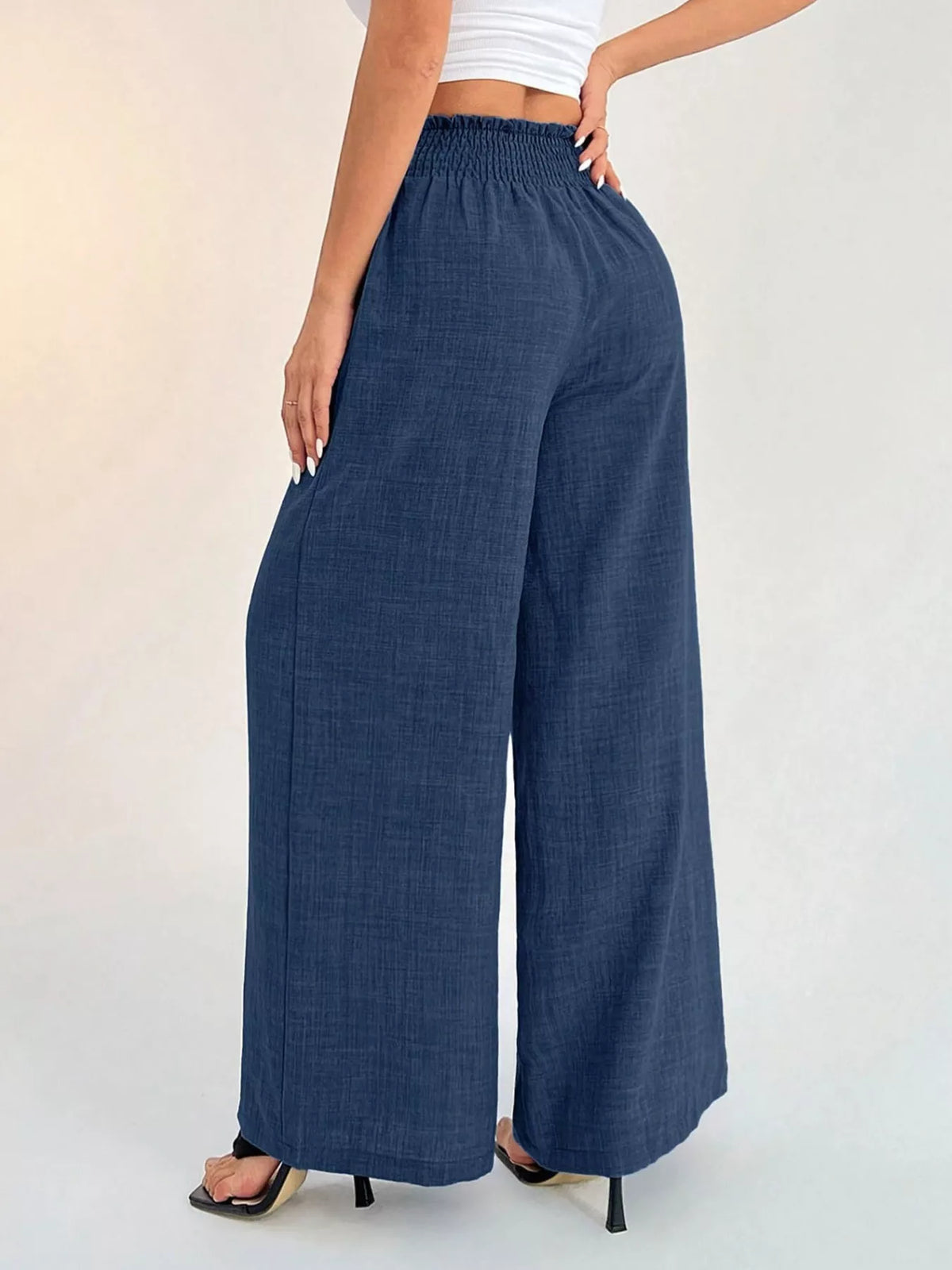 Pantalones de pernera ancha con cintura elástica