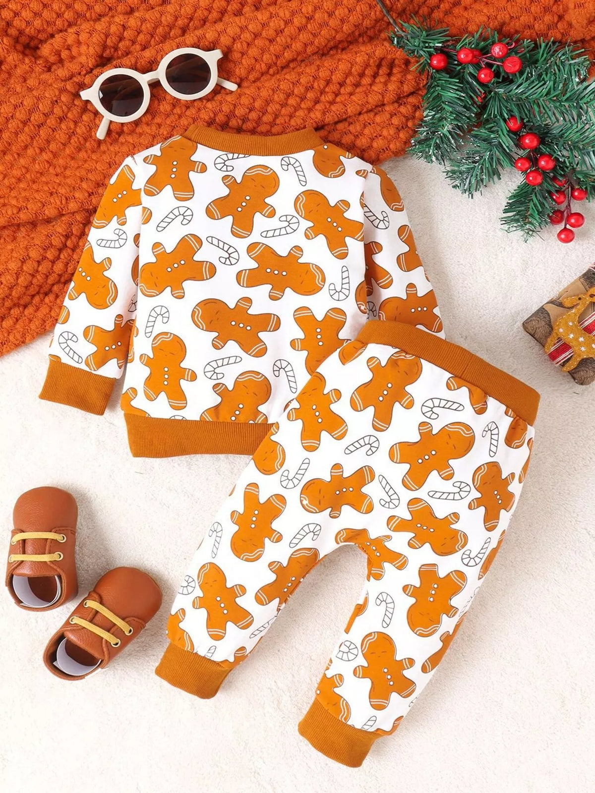 Conjunto de ropa de manga larga con estampado del Hombre de Jengibre para niños