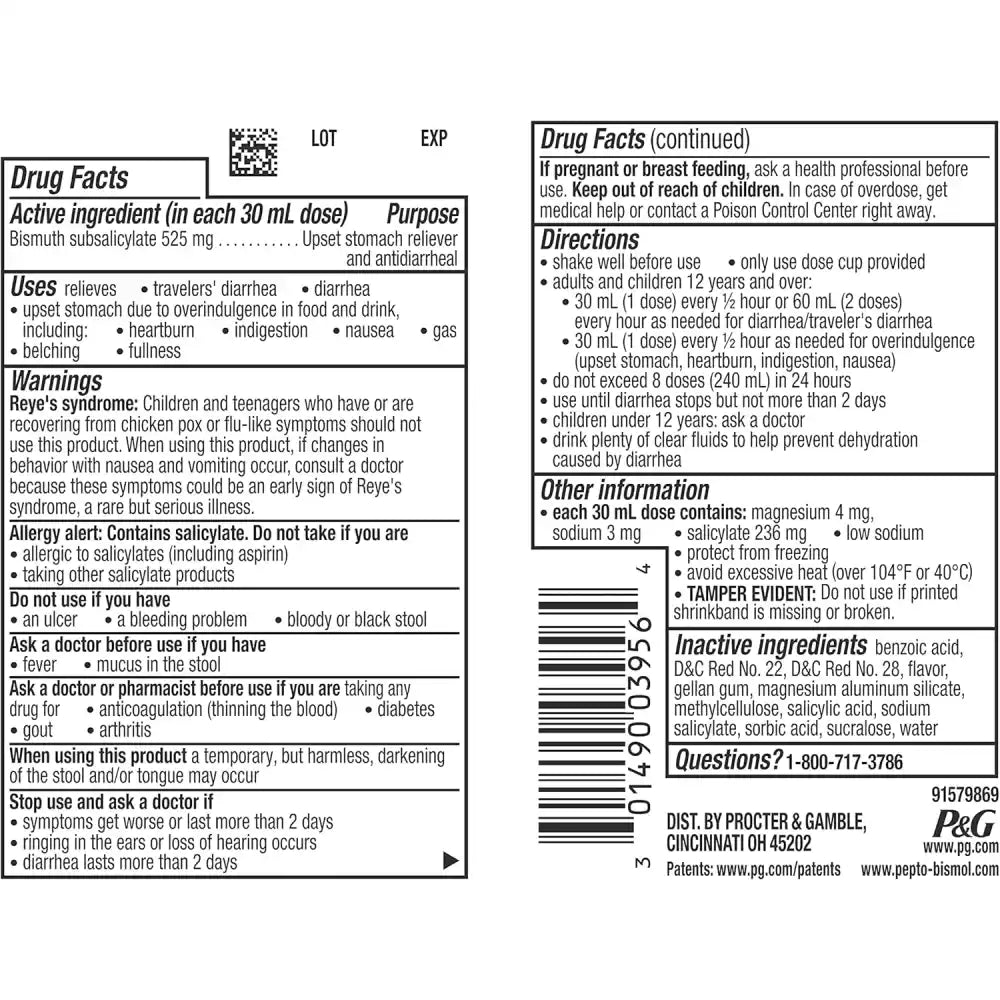 Pepto Bismol Liquid 8 oz box of 6 units
