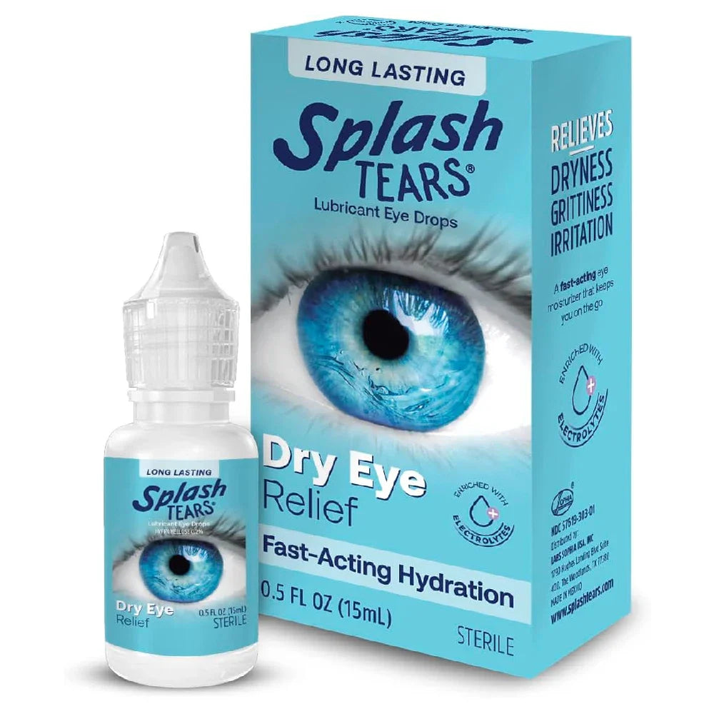 Splash Tears Dry Eye Lub Eye Drops 0.5 oz – Case of 4 Bottles
