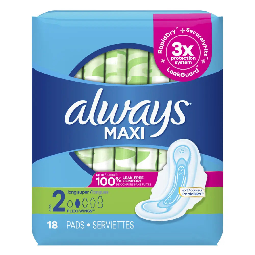 Always Super Long W/Wings 18  ct box of 8 units