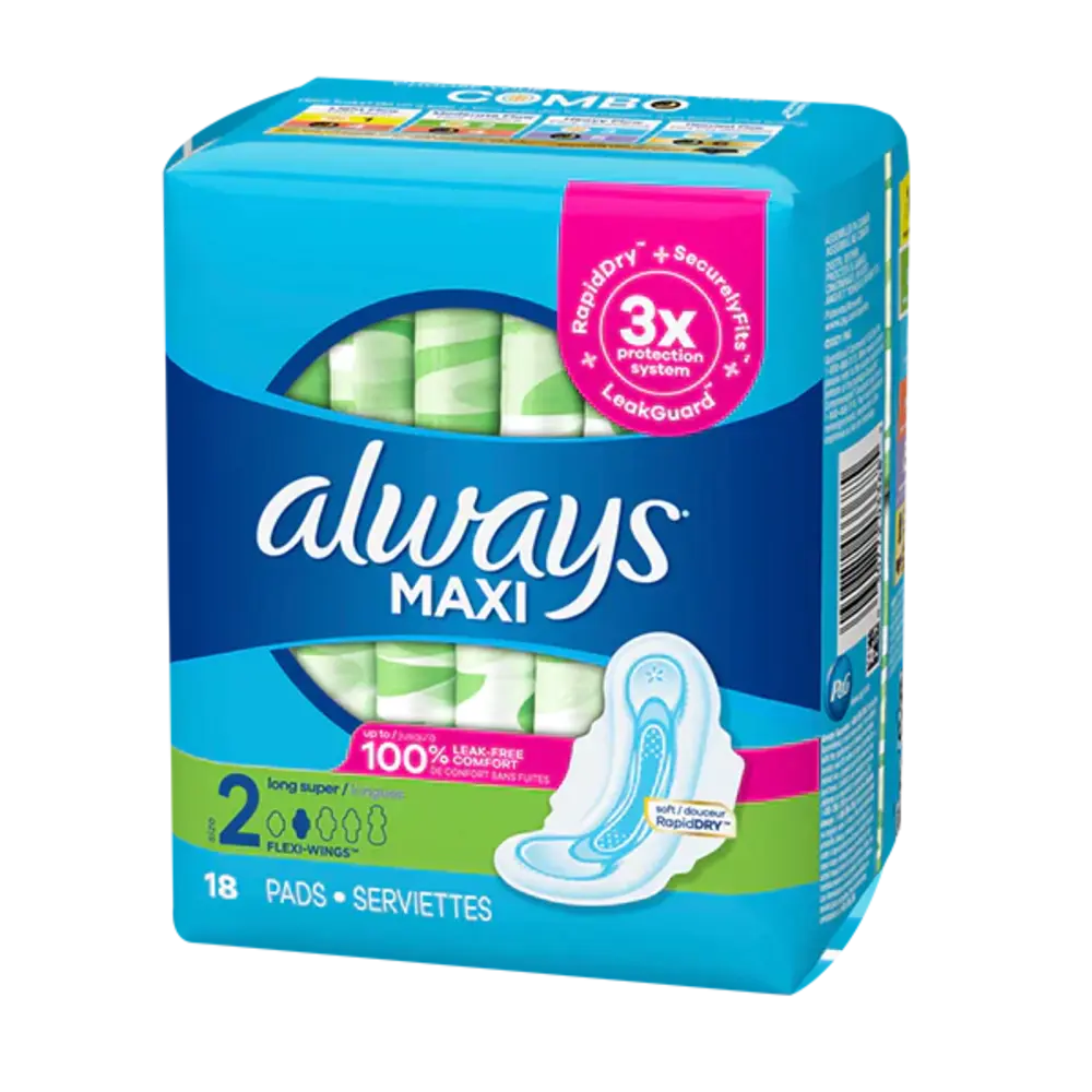 Always Super Long W/Wings 18  ct box of 8 units