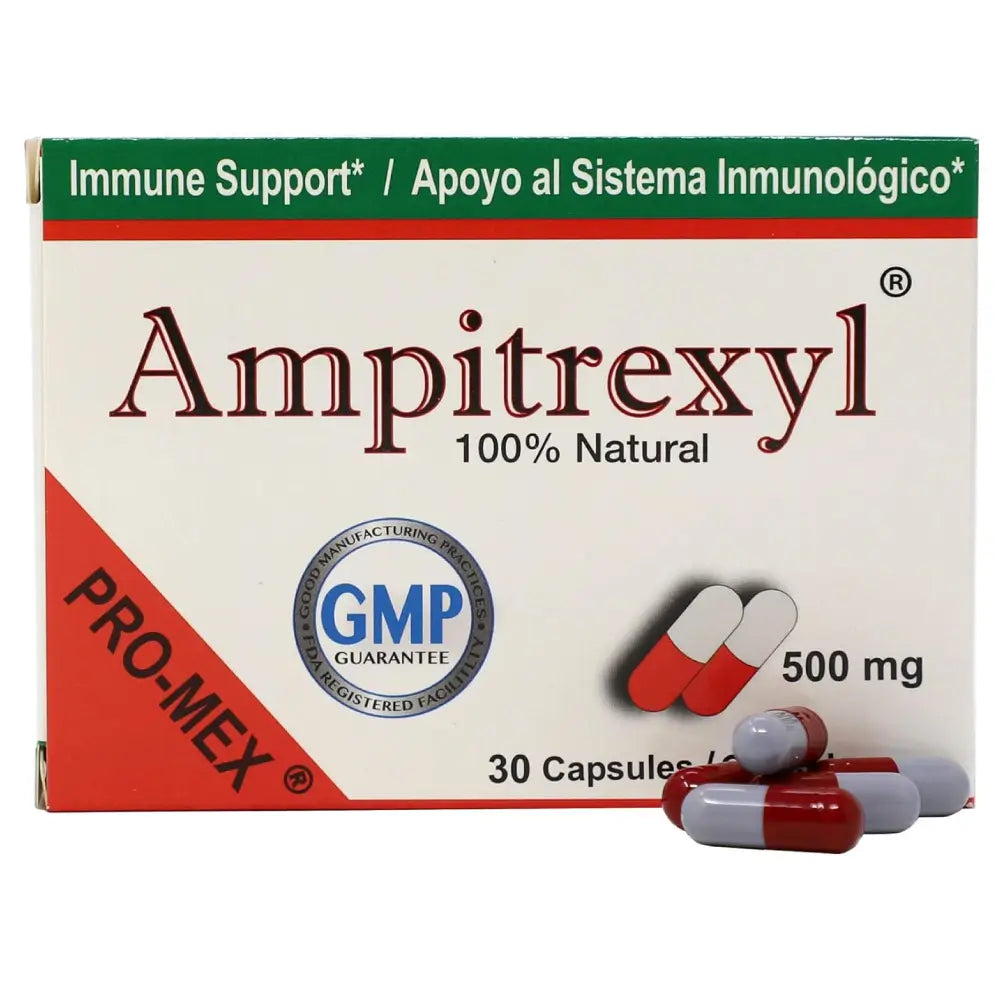 Suplemento de Ampitrexyl 30 Cápsulas 500 mg caja de 6 unidades