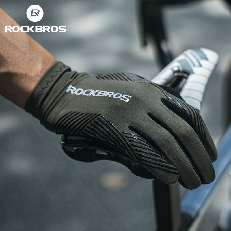 Guantes de MTB ROCKBROS: guantes de ciclismo antideslizantes con pantalla táctil y dedos completos 