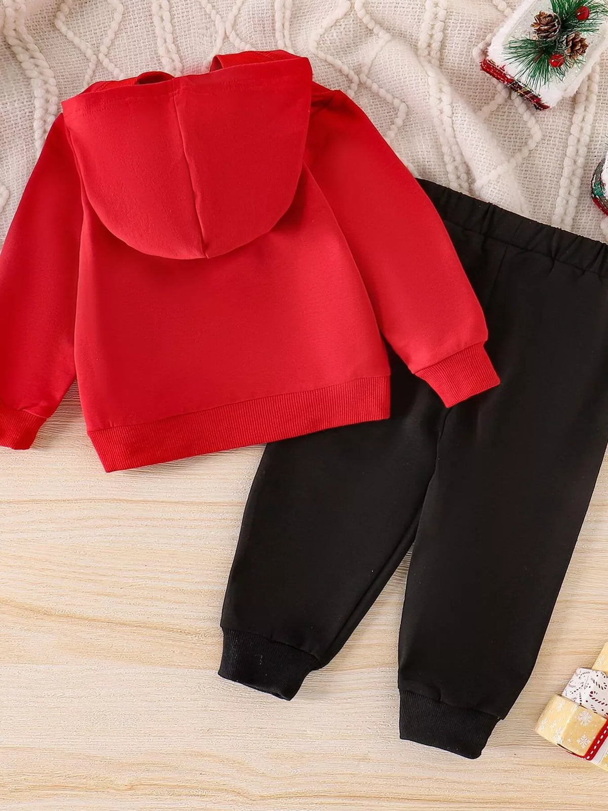 Conjunto de Sudadera con Capucha de Papá Noel y Pantalones para Niños