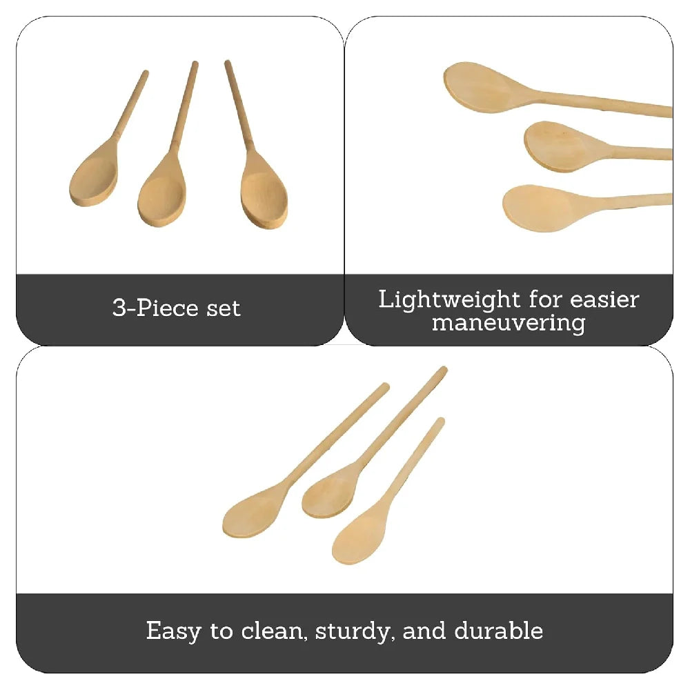 Imusa Wood Spoon Set (Cucharas De Madera) - 3 pc Set, 12 Unit Box