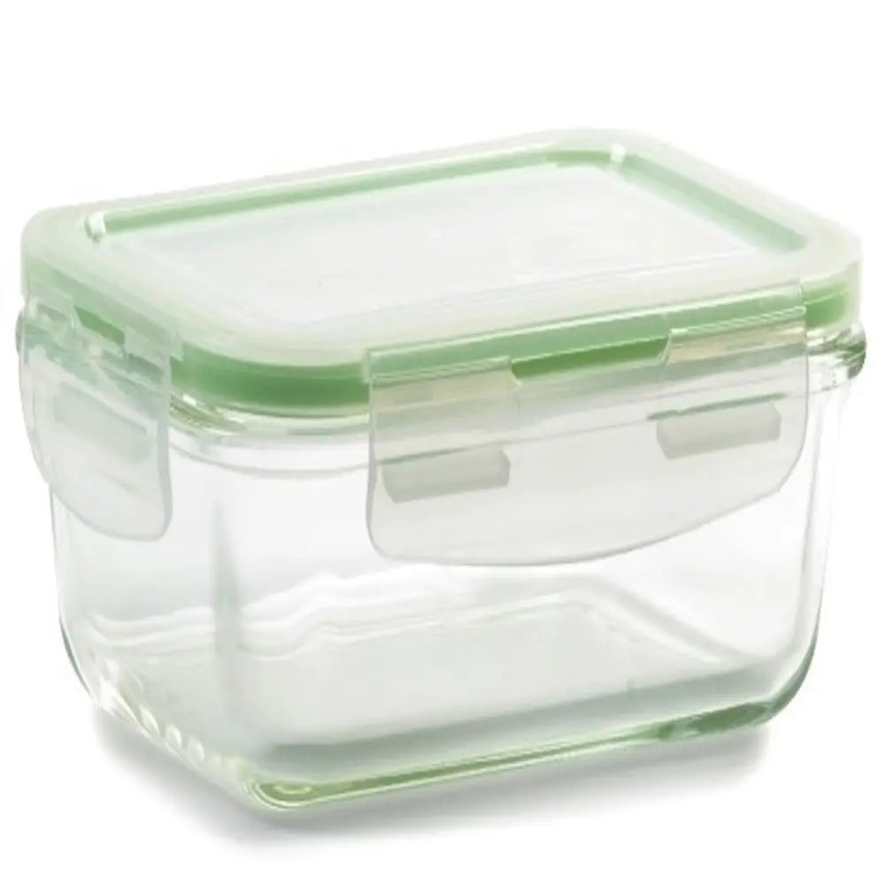 Glass Container Rectangular Green 2.7 cup box of 12 units