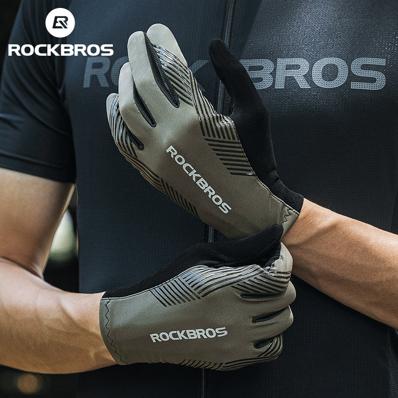 Guantes de MTB ROCKBROS: guantes de ciclismo antideslizantes con pantalla táctil y dedos completos 