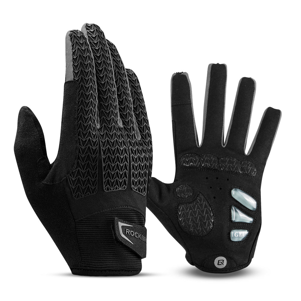 Guantes de ciclismo de dedos completos con acolchado de gel que absorbe los impactos, antideslizantes para pantalla táctil