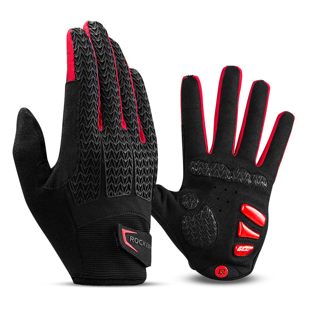 Guantes de ciclismo de dedos completos con acolchado de gel que absorbe los impactos, antideslizantes para pantalla táctil