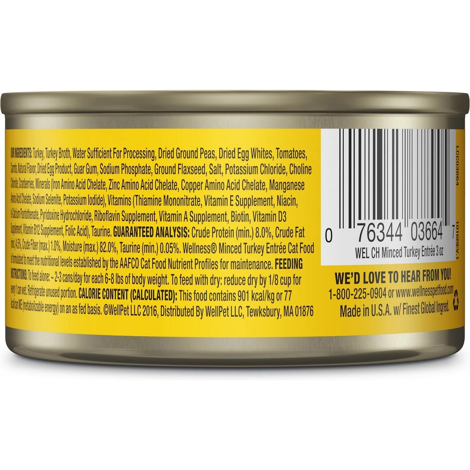 Alimento húmedo para gatos Wellness Complete Health Adult, paté de pavo (3 oz)