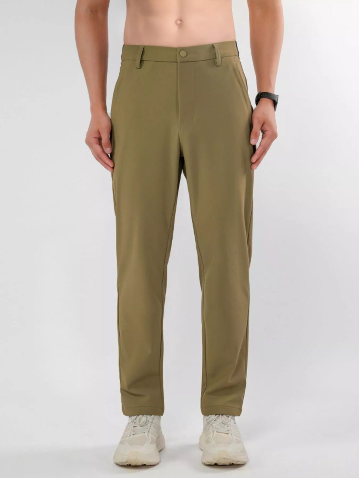 Pantalones casuales elásticos de corte entallado de talla grande para hombre