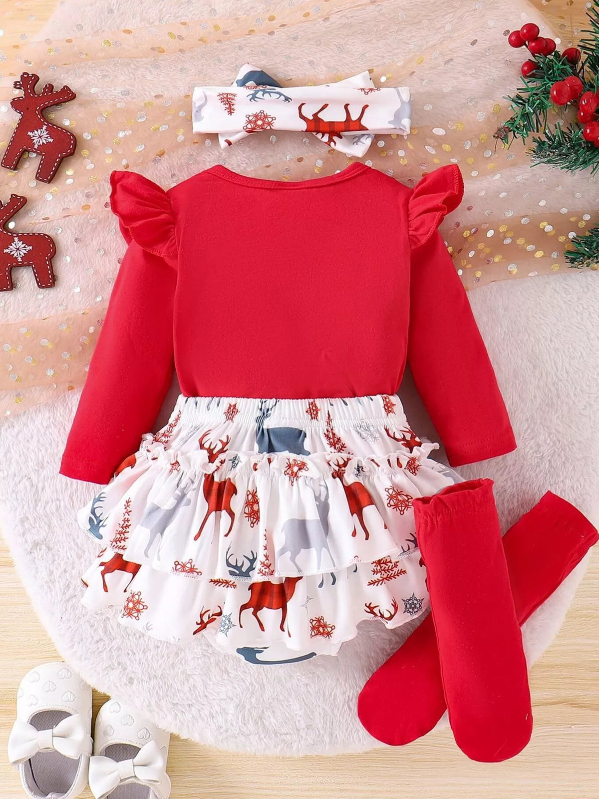 Conjunto de niña con volantes My First Christmas