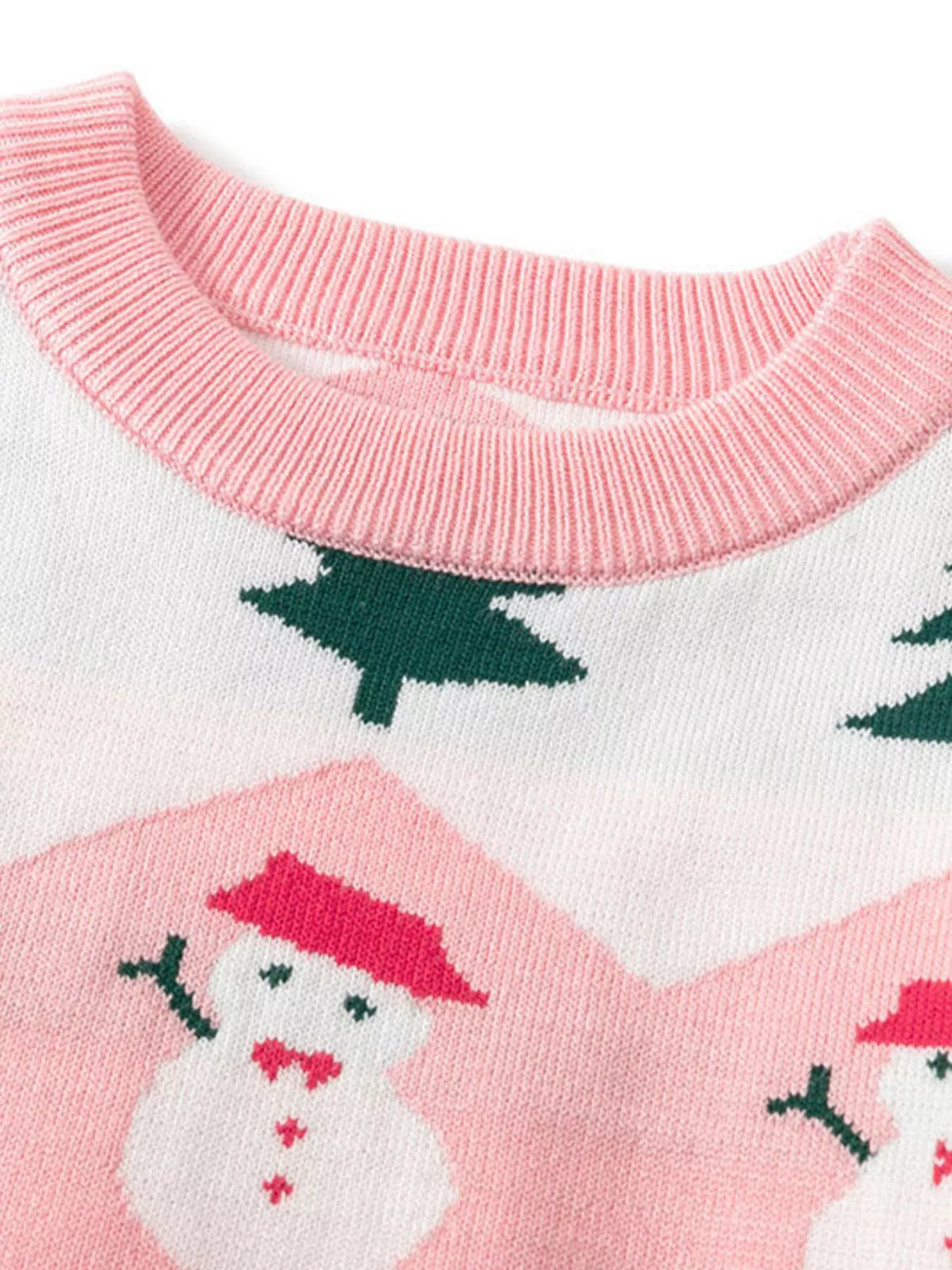 Suéter para niños con patrón de muñeco de nieve y árbol