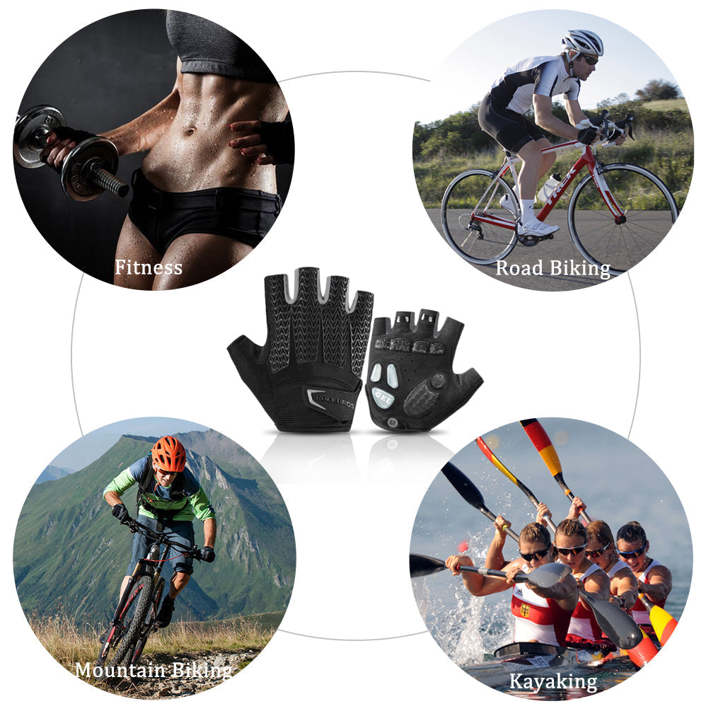 Guantes de medio dedo ROCKBROS con gel de silicona líquida y almohadilla de palma SBR 