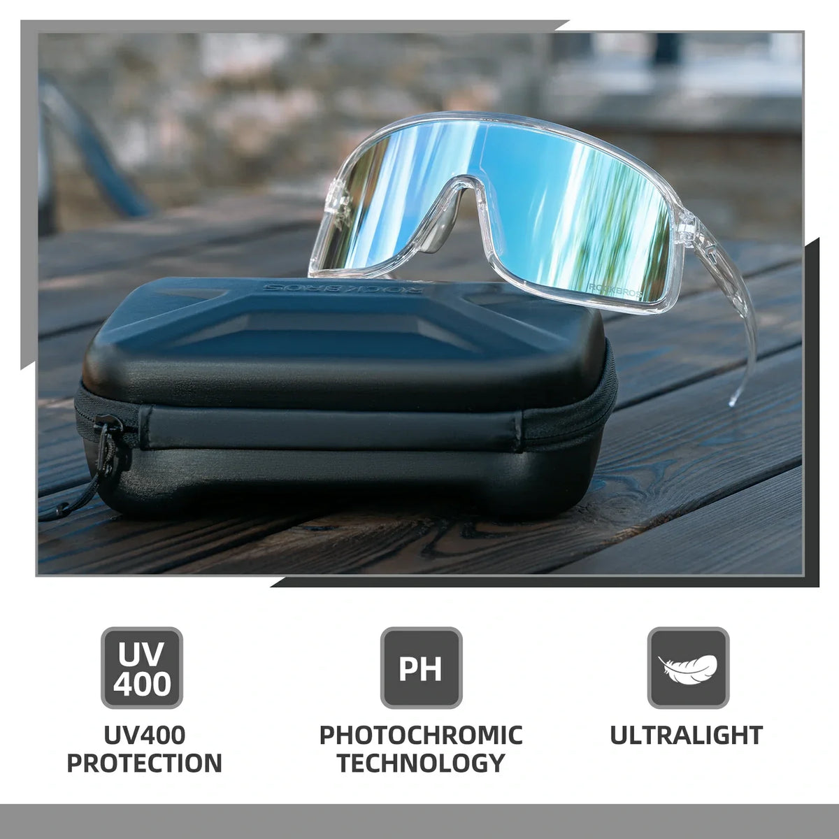 Gafas de sol de ciclismo ROCKBROS fotocromáticas polarizadas deportivas UV400 unisex