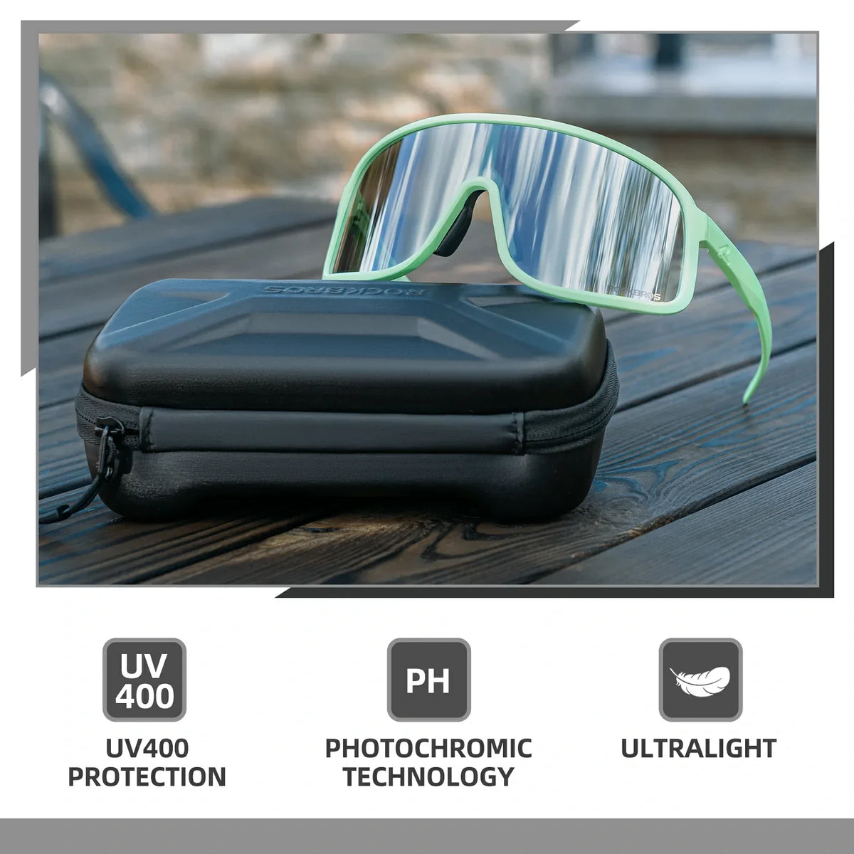 Gafas de sol de ciclismo ROCKBROS fotocromáticas polarizadas deportivas UV400 unisex
