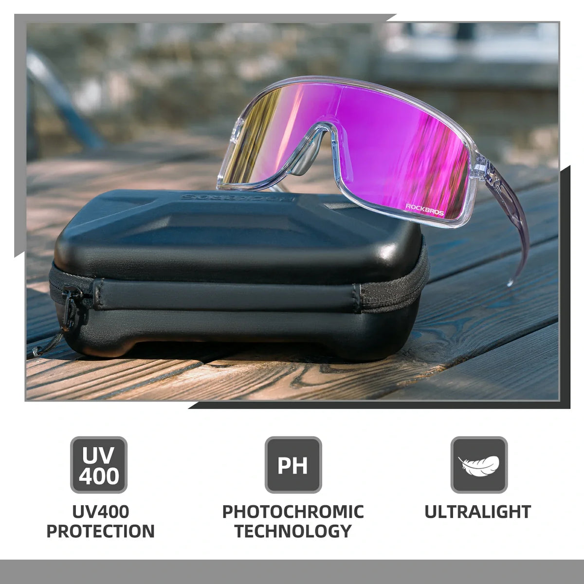 Gafas de sol de ciclismo ROCKBROS fotocromáticas polarizadas deportivas UV400 unisex