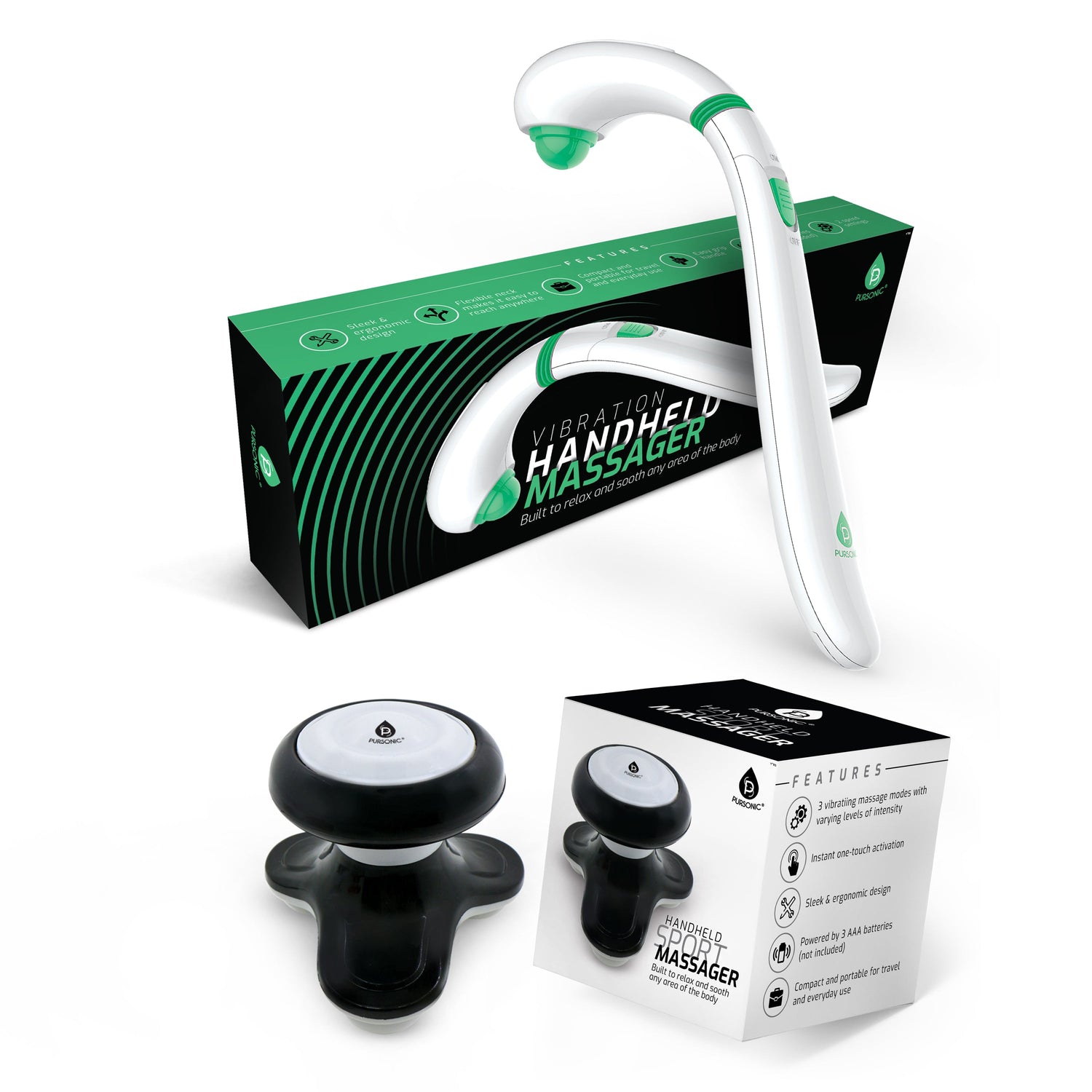 Masajeador de varita con mini masajeador de mano